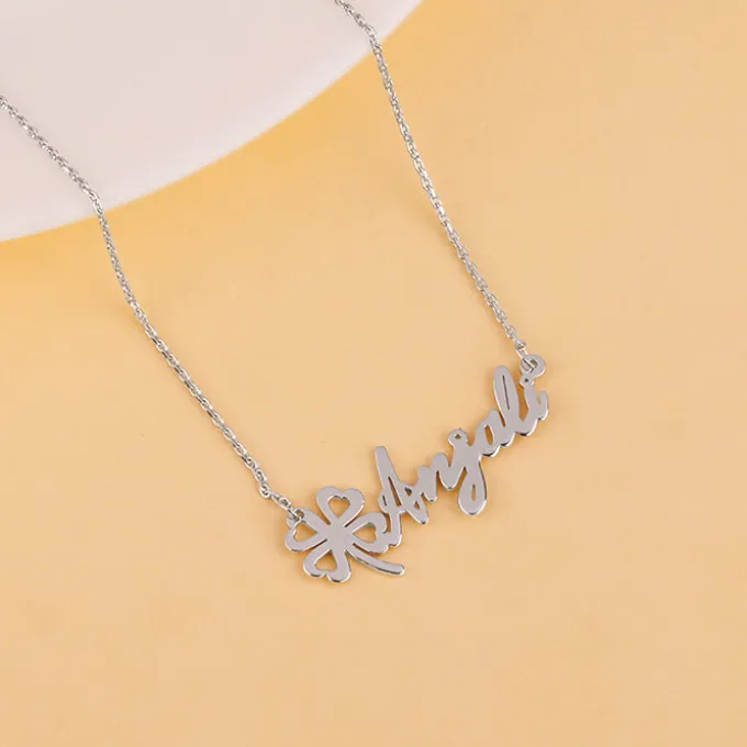 Silver Personalised Serendipity Clover Necklace