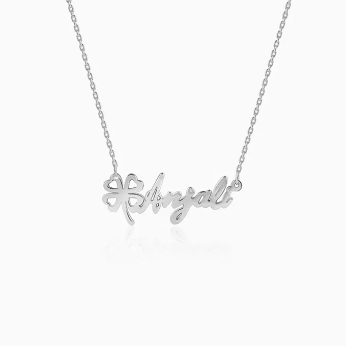 Silver Personalised Serendipity Clover Necklace