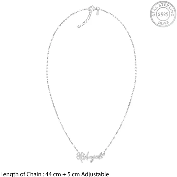 Silver Personalised Serendipity Clover Necklace