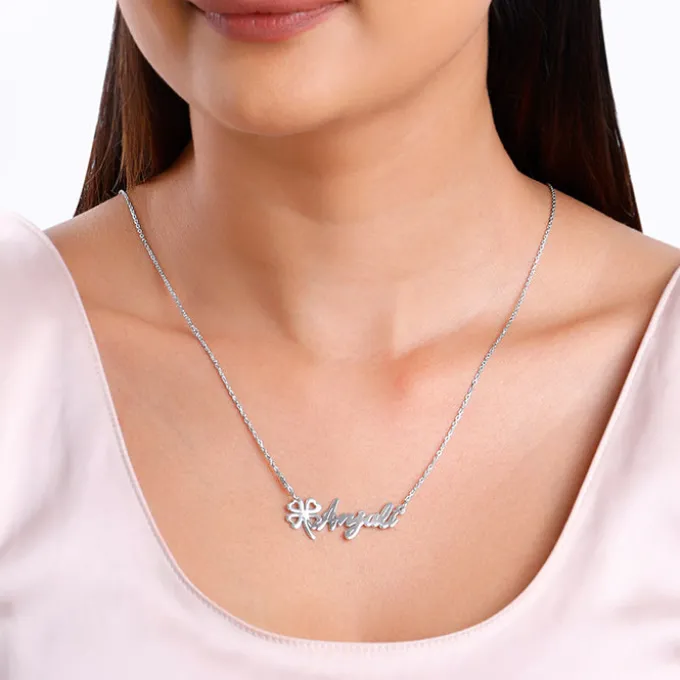 Silver Personalised Serendipity Clover Necklace