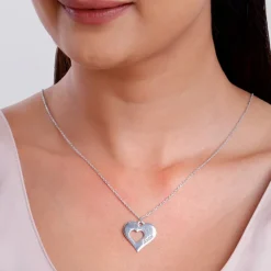 Silver Personalised Shy Heart Pendant