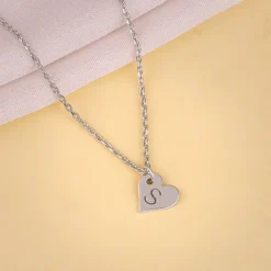 Silver Personalised Shy Heart Pendant