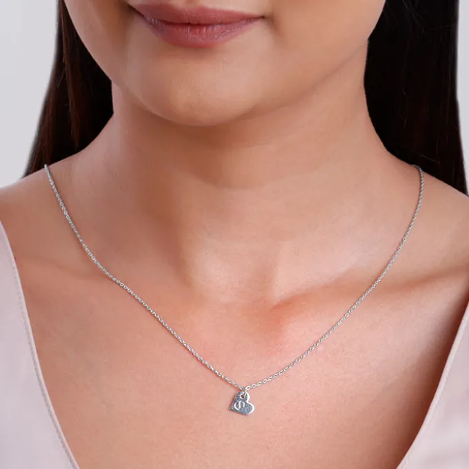 Silver Personalised Shy Heart Pendant