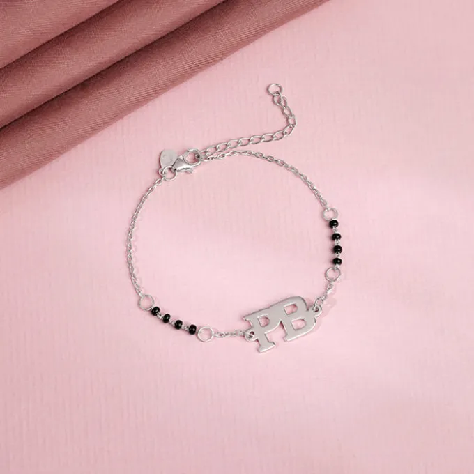 Silver Personalised Signature Initial Mangalsutra Bracelet