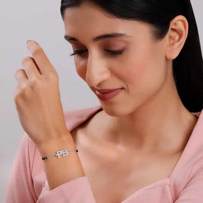 Silver Personalised Signature Initial Mangalsutra Bracelet