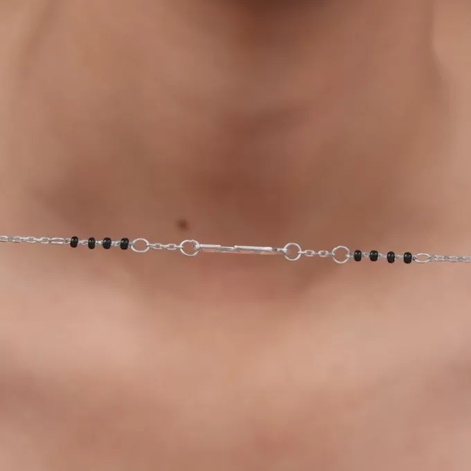 Silver Personalised Signature Initial Mangalsutra Bracelet