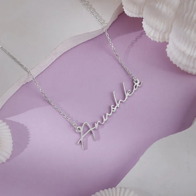 Silver Personalised Signature Name Necklace