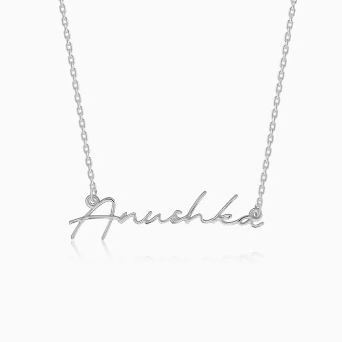Silver Personalised Signature Name Necklace