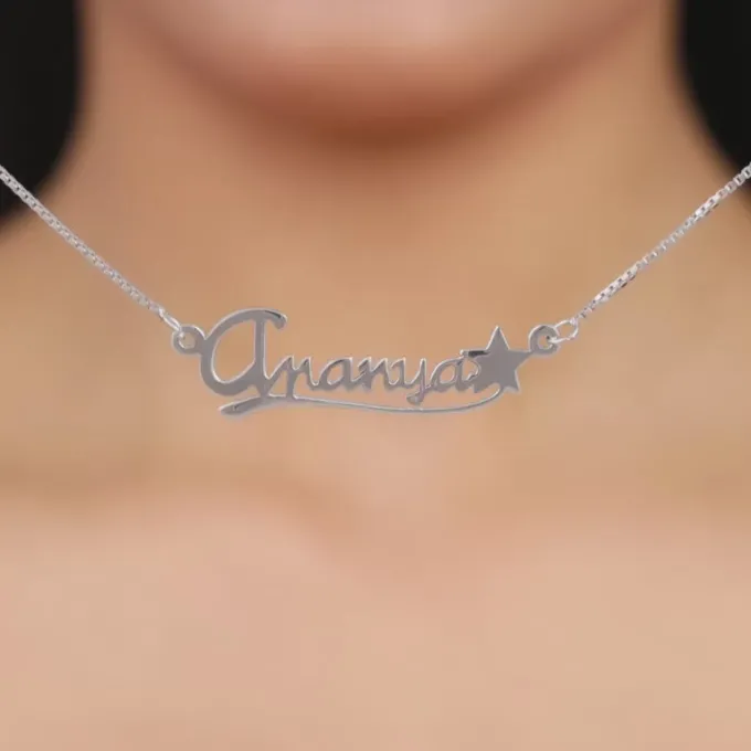 Silver Personalised Star Necklace