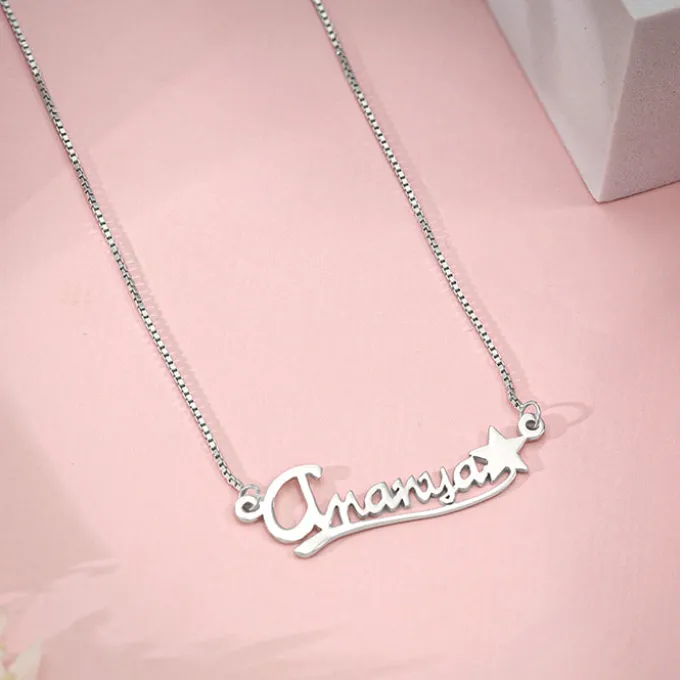 Silver Personalised Star Necklace