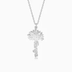 Silver Personalised Tree of Names Pendant with Link Chain