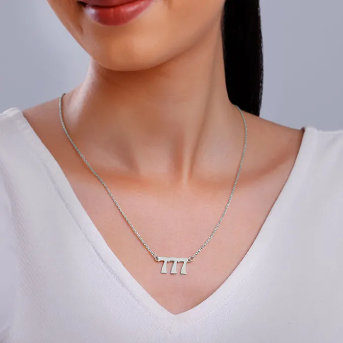 Silver Personalised Triple Numeric Necklace