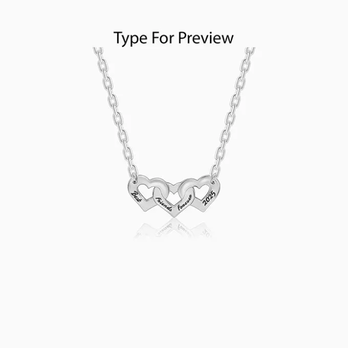 Silver Personalised Triple Heart BFF Necklace
