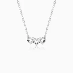 Silver Personalised Triple Heart BFF Necklace