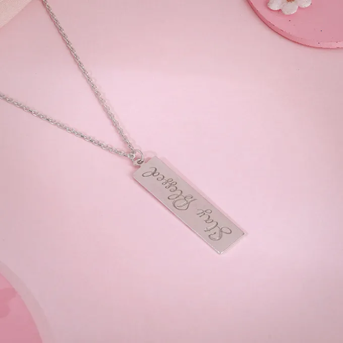 Silver Personalised Two-Name Bar Pendant