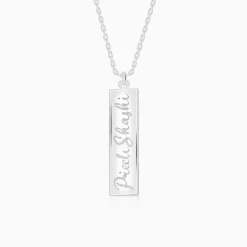 Silver Personalised Two-Name Bar Pendant