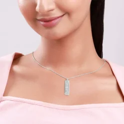 Silver Personalised Two-Name Bar Pendant