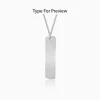 Silver Personalised Vertical Bar Name Pendant with Box Chain For Him