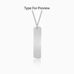 Silver Personalised Vertical Bar Name Pendant with Box Chain For Him
