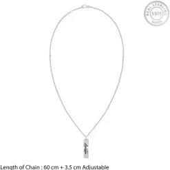 Silver Personalised Vertical Bar Name Pendant with Box Chain For Him