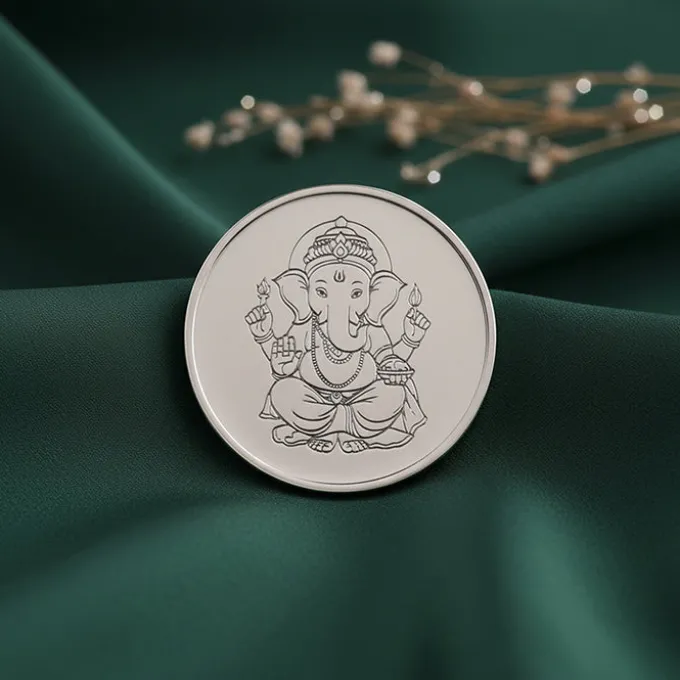 Silver Personalised Vinayak Coin in Hindi