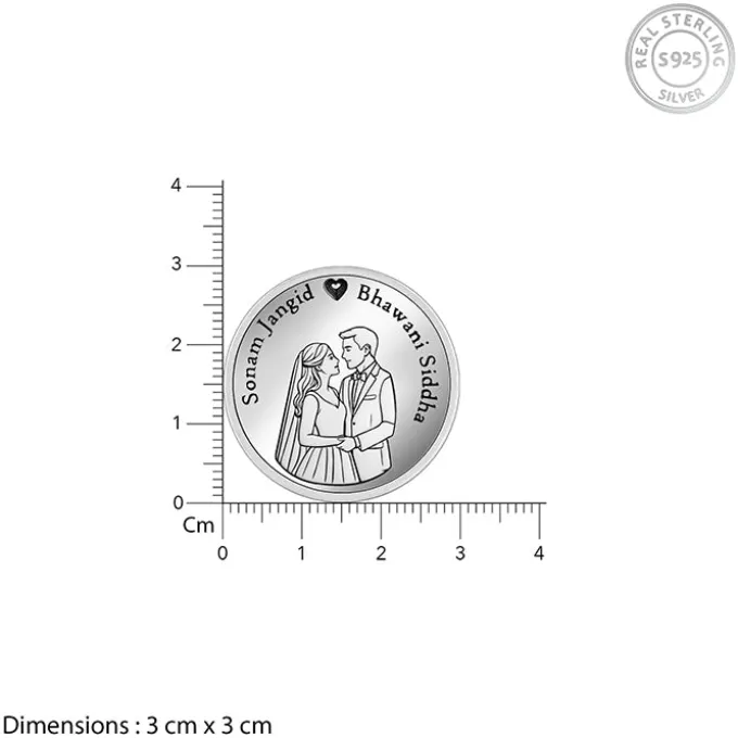 Silver Personalised Wedding Gift Coin