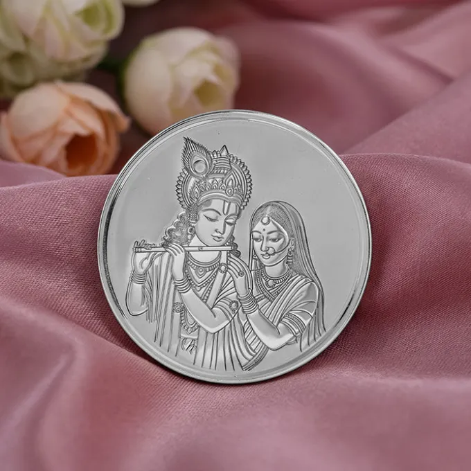 Silver Personalized Radha Krishna Coin - 10g
