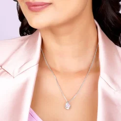 Silver Pink Angel Wings of Protection Necklace