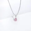 Silver Pink Drop Pendant With Link Chain