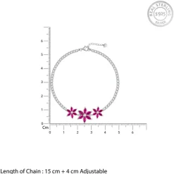 Silver Pink Floral Tennis Bracelet