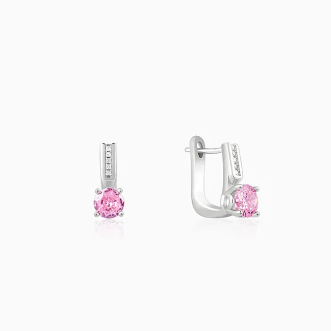Silver Pink Glam Earrings
