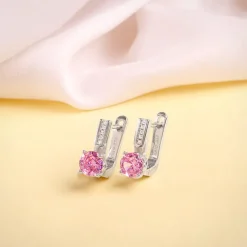 Silver Pink Glam Earrings