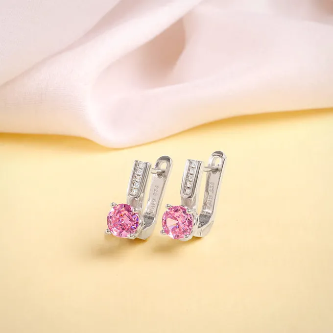 Silver Pink Glam Earrings