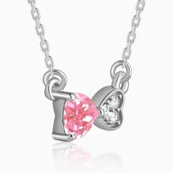 Silver Pink Glow Hearts Necklace