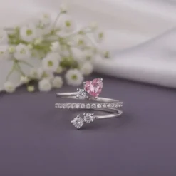 Silver Pink Serenade Ring
