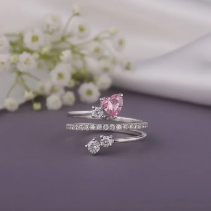 Silver Pink Serenade Ring