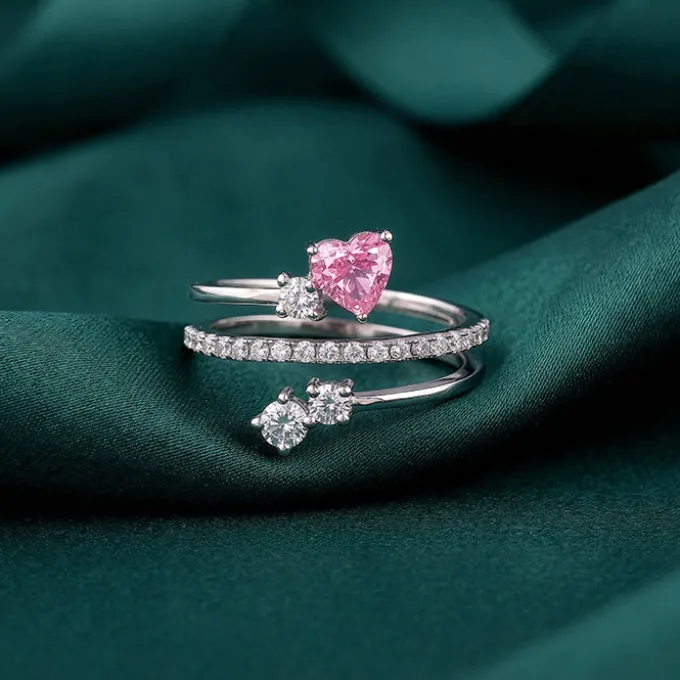 Silver Pink Serenade Ring