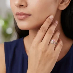 Silver Pink Serenade Ring