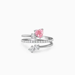 Silver Pink Serenade Ring
