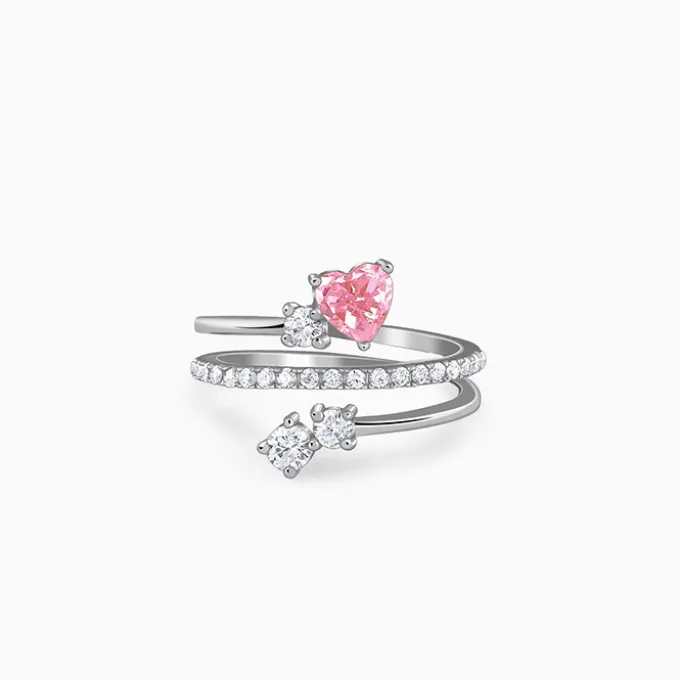 Silver Pink Serenade Ring