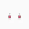 Silver Pink Square Earrings