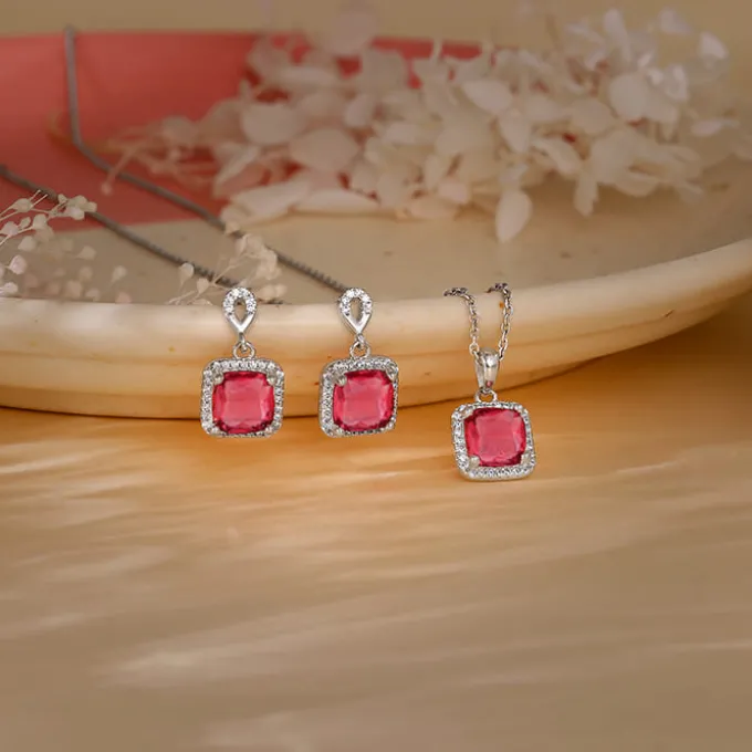 Silver Pink Square Set