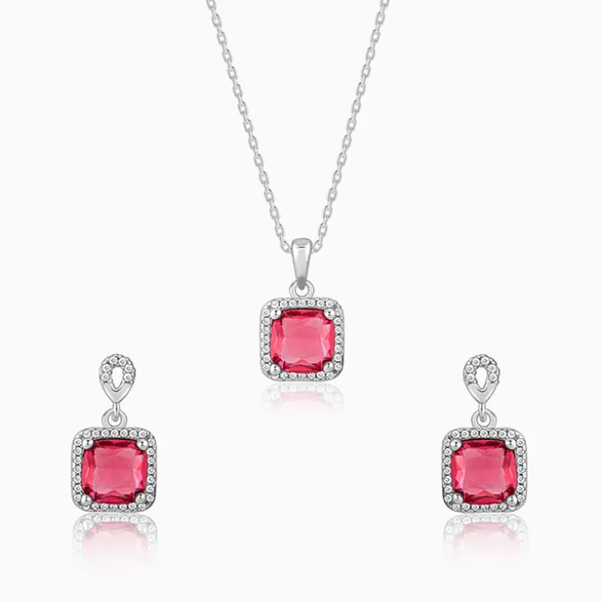 Silver Pink Square Set