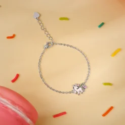 Silver Playful Unicorn Kids Bracelet (2 - 8 Years)