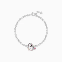Silver Playful Unicorn Kids Bracelet (0 - 2 Years)