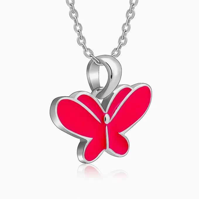 Silver Pookie Butterfly Kids Pendant With Link Chain