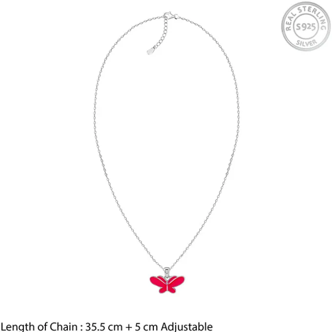 Silver Pookie Butterfly Kids Pendant With Link Chain