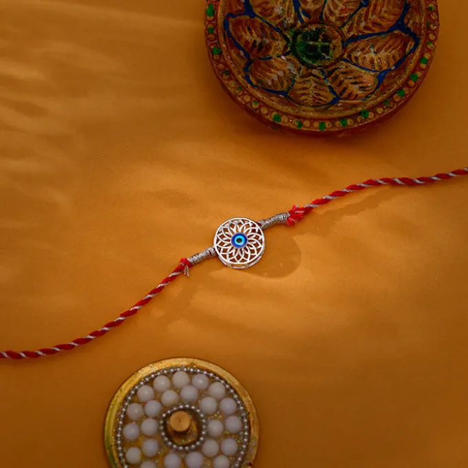 Silver Positive Evil Eye Rakhi