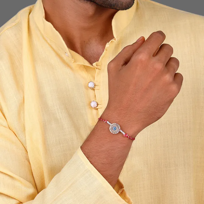 Silver Positive Evil Eye Rakhi