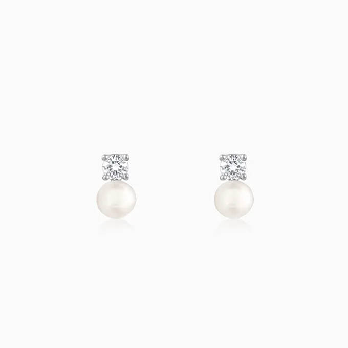 Silver Precious Pearl Earrings